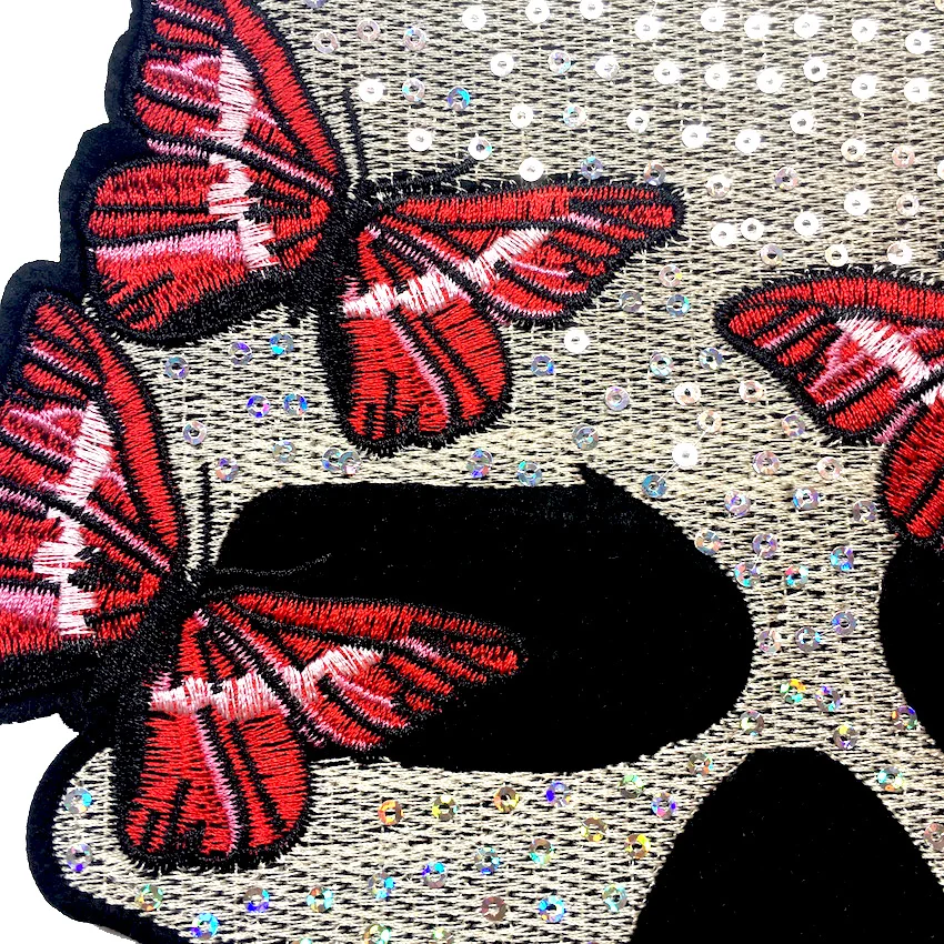 1 шт. брендовые крутые нашивки с аппликацией вышивкой черепом и блестками