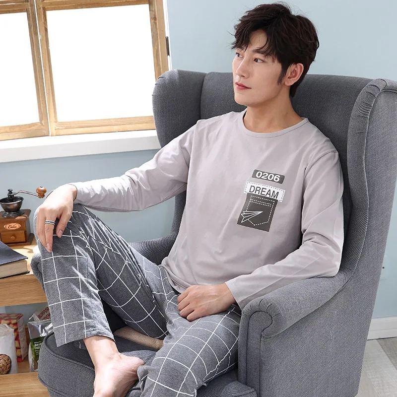 

Men's long sleeve pajamas, pajamas, autumn, informal, home, 2019