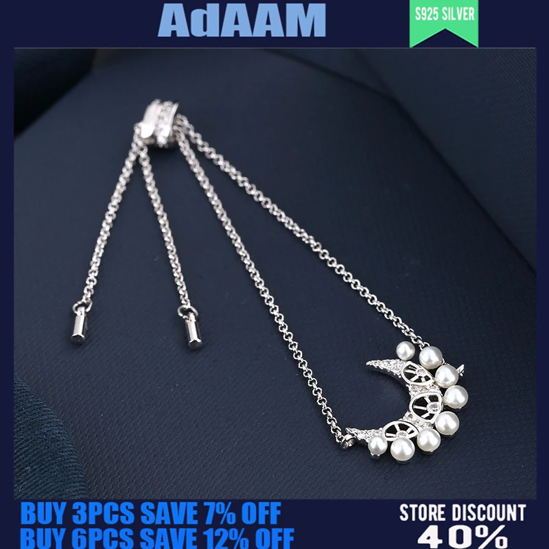 

S925 Sterling Silver Spring And Summer New Moon Pearl Bracelet Women's Fashion Light Luxury French Jewelry Personalized Jewelry