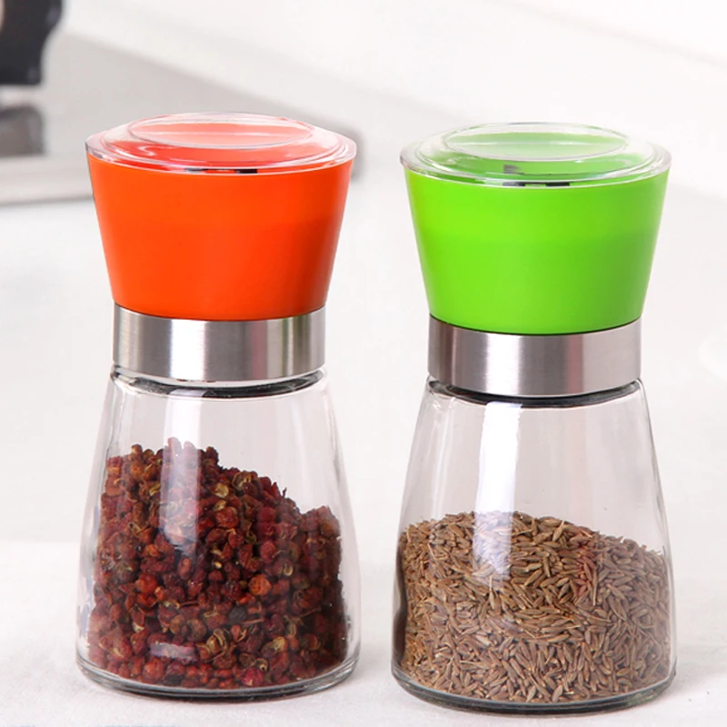 1Pc Pepper Mill Grinder Glass Salt Grinding Bottle Manual Seasoning Herb Spice Muller Jar Kitchen Accessories | Дом и сад