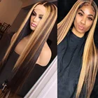 Парик-хайлайтер, парики из человеческих волос коричневого цвета 13 х4, бразильские прямые волосы-Хайлайтер с эффектом омбре, парики из человеческих волос на сетке спереди 4 х4