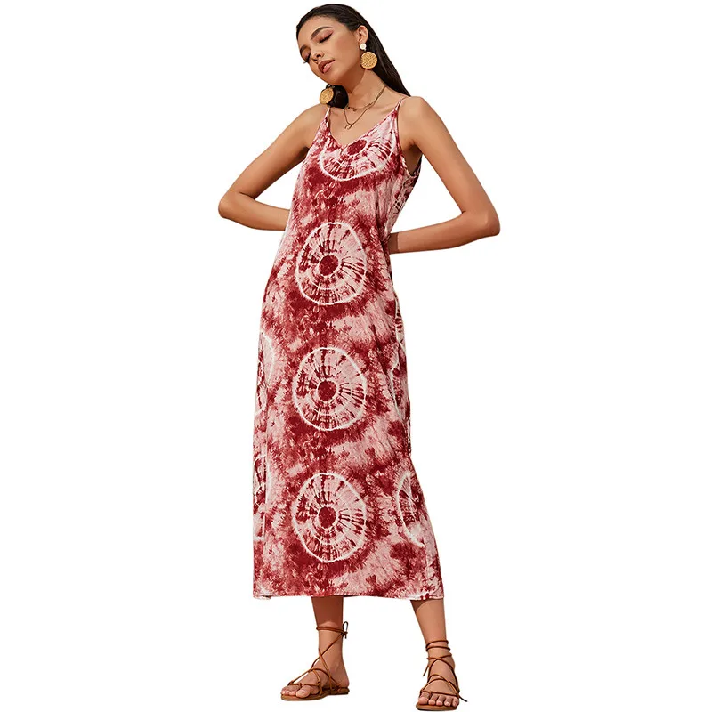 

Summer Dress Women 2020 sexy v-neck A-Line maxi slip Dresses beach boho long dress Strap ladies sundress Autumn bottoming dress