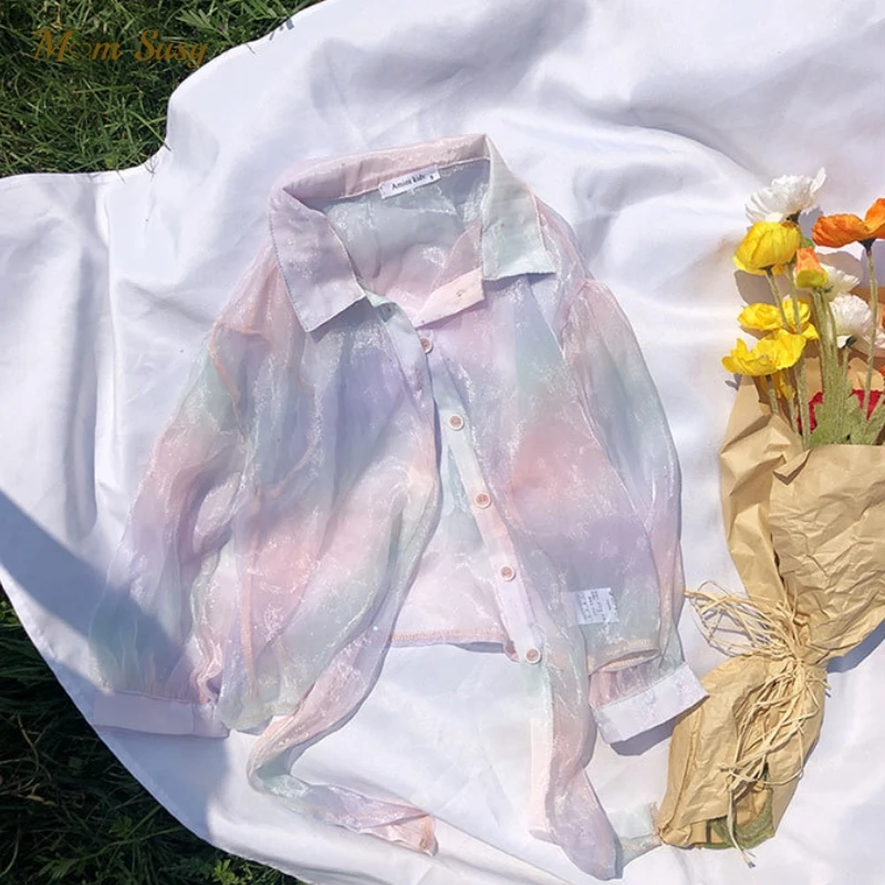 

Модная рубашка для девочек с защитой от УФ-излучения от комаров, Детская блестящая куртка для младенцев, верхняя одежда, одежда для кондиционера воздуха, женская