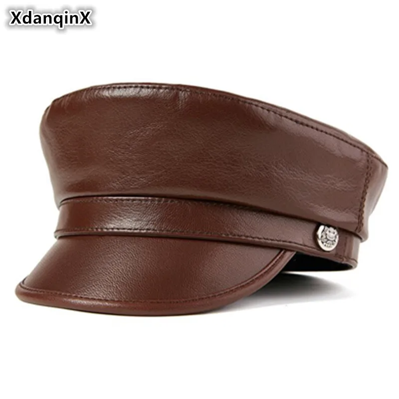 

XdanqinX мужская плоская кепка армейская Военная Кепка из натуральной кожи осенние шапки для пар студентов элегантная женская кепка из овечьей кожи s