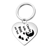 couple love keychain i love you to the moon and back stainless steel keychain engraving valentines day gift pendant