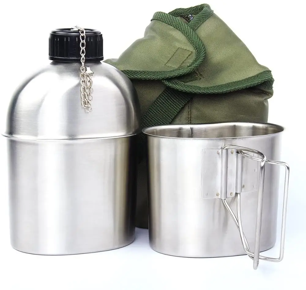 3Pcs/Set Portable Canteen Cup Stainless Steel Military Cante