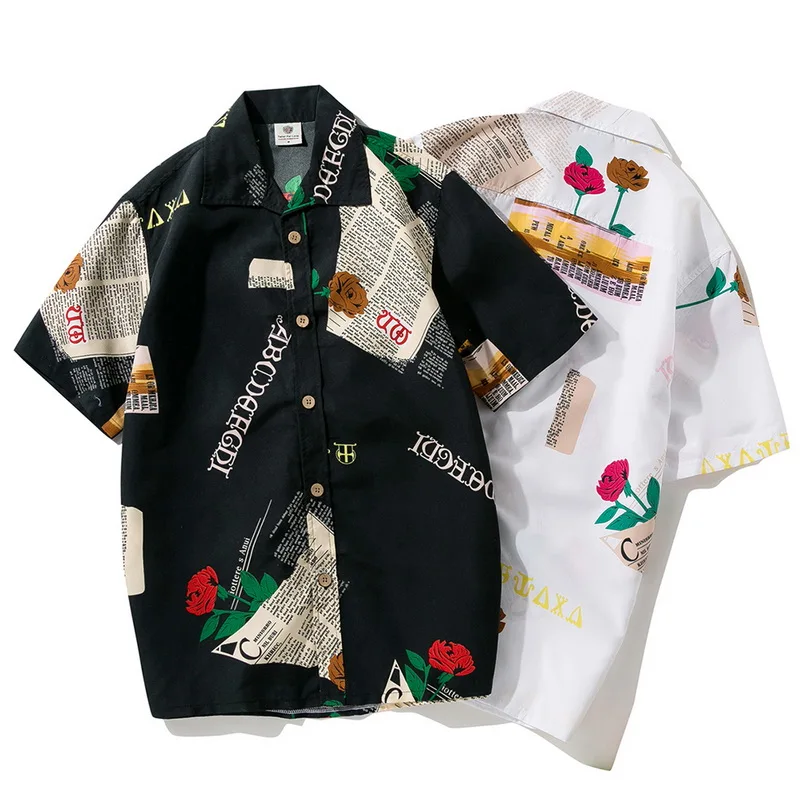 Мужская гавайская рубашка Dihope Повседневная пляжная с коротким рукавом и принтом