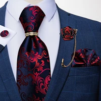 new designer blue red paisley ties for men wedding party neck tie luxury tie ring brooch 100 silk tie set gift for men dibangu
