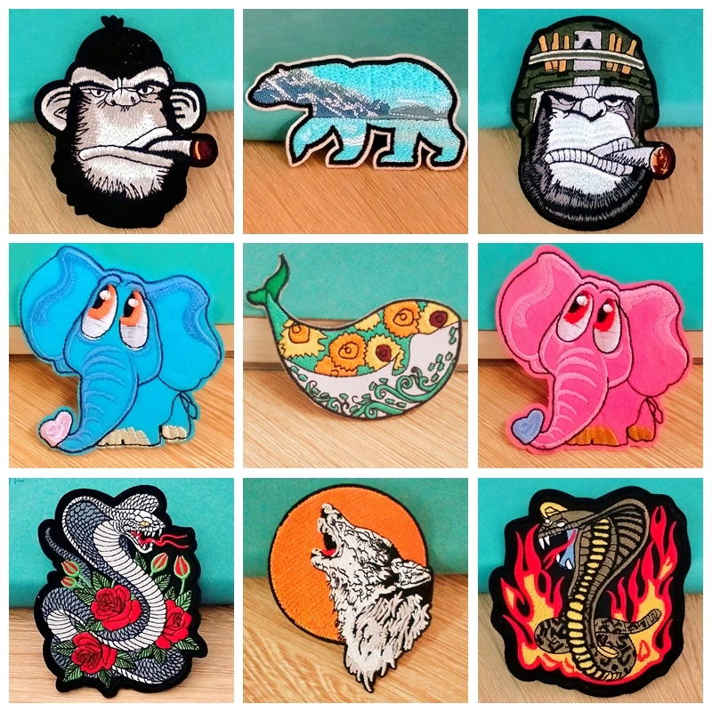 Термоклейкая нашивка сделай сам с изображением волка медведя животных патчи