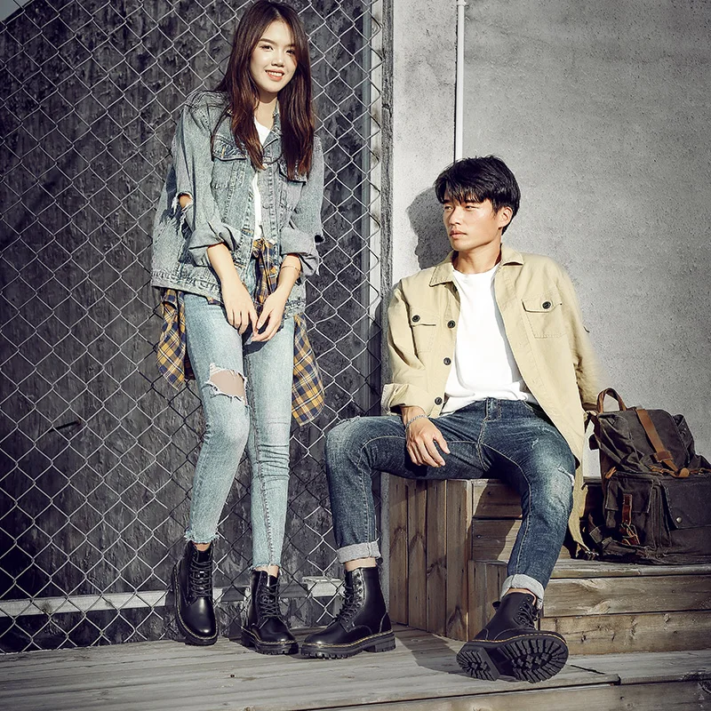 Мужские ботинки Сезон осень зима Ботильоны Повседневная обувь из натуральной