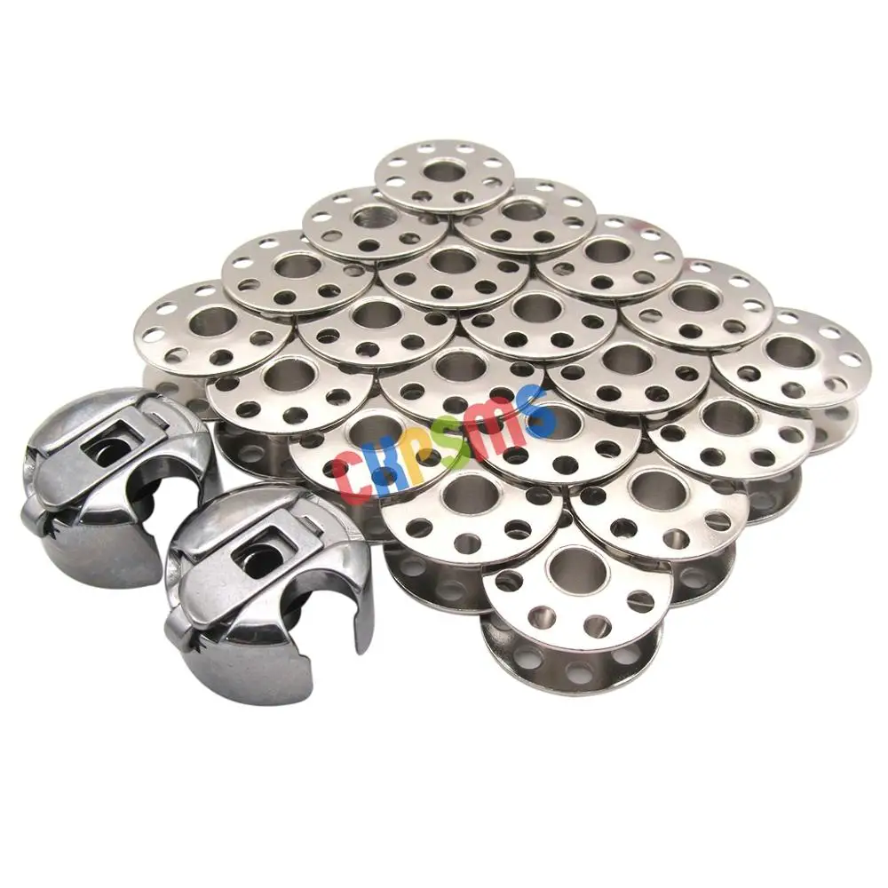 

BOBBINS-20 & BOBBIN CASES-fit for 2 SINGLE NEEDLE JUKI BROTHER #270010W 20PCS+52237NBL 2PCS