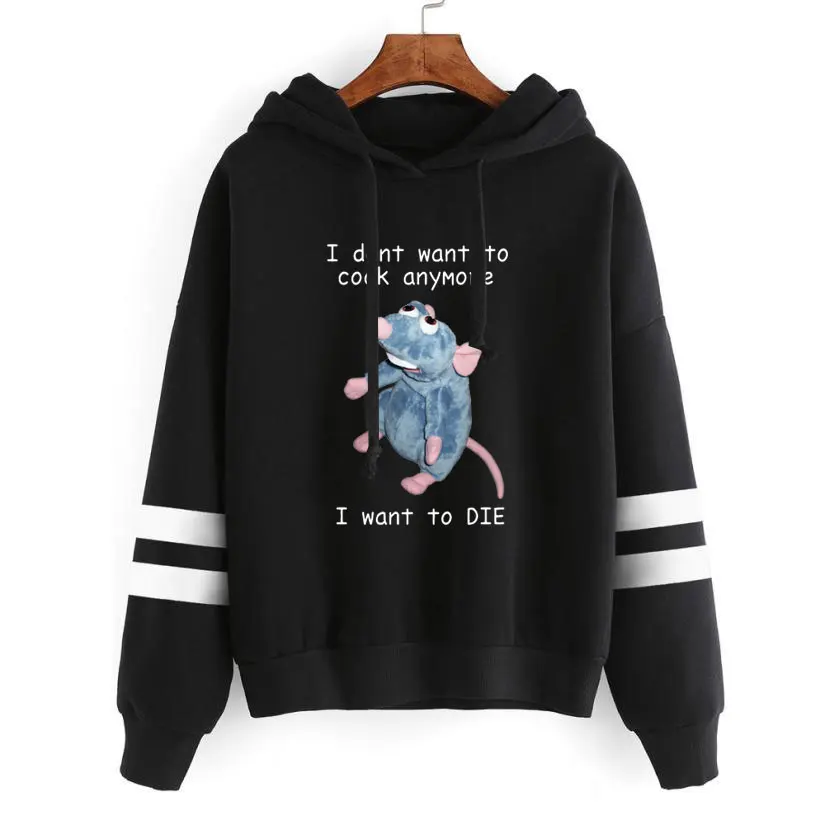 

I Dont Want To Cook Anymore Hoodie I Dont Want To Die Hoodies Cute Mouse Sweatshirt Tops Men Women Oversized Harajuku Streetwear