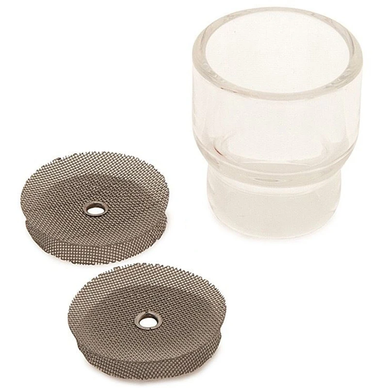 

Pyrex Tig Welding Cup Kit for Tig Torches Wp-9 & Wp-17 Gas Lens 1.6Mm and 2.4Mm #12 Size Cup with Stainless Steel Filters