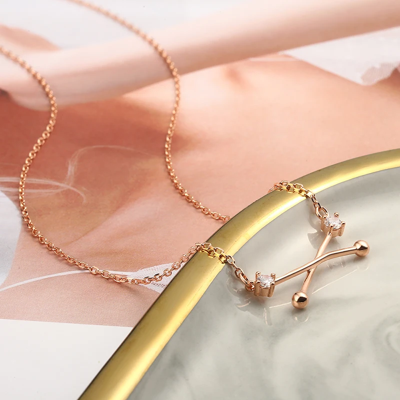 

Original new necklace made of pure silver, handmade alphabet necklace, girl zircon clavicle chain3