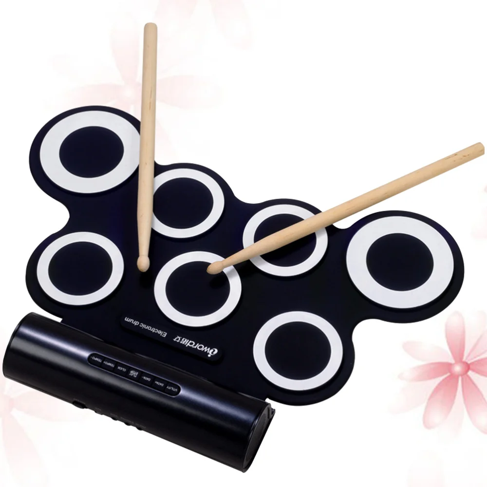 

Hand Roll-up Drum Kit Portable Electronic Drum Folding USB Jazz Drum Dual Speakers (Black)