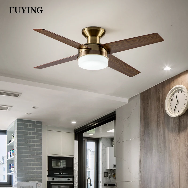 Американский потолочный вентилятор люстра светодиодный деревянные листьев