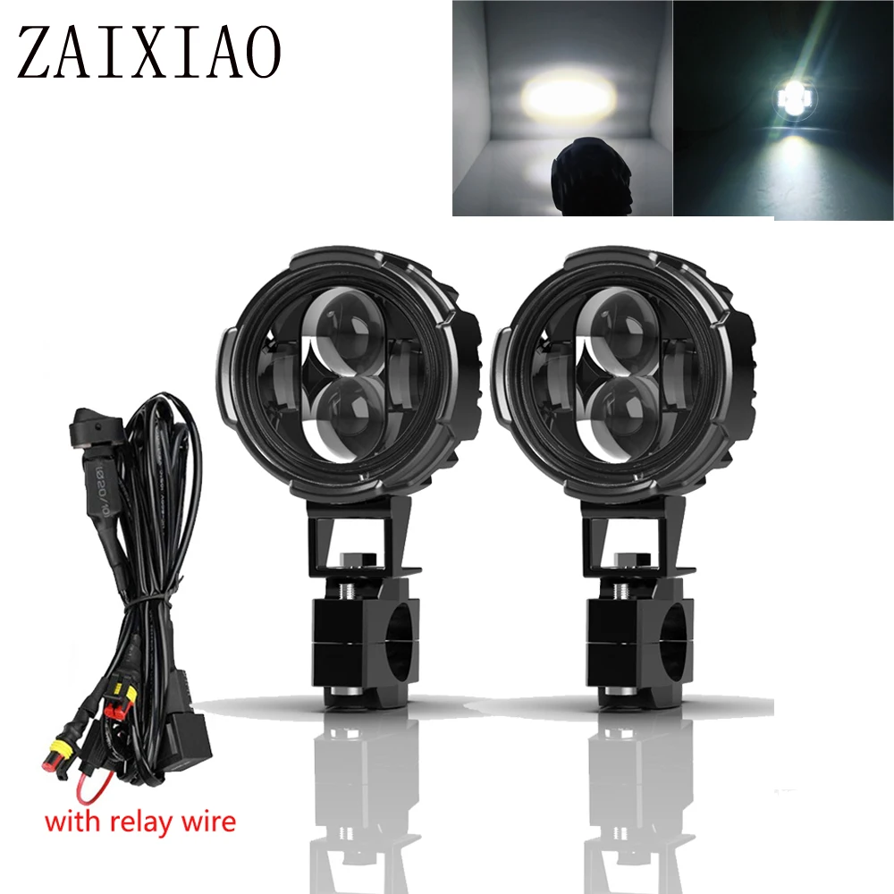 

Передние фары для мотоцикла, 2 шт., противотуманные фары, светодиодные вспомогательные фасветильник дальнего света для Honda-Kawasaki-Suzuki BMW-R1200GS ...