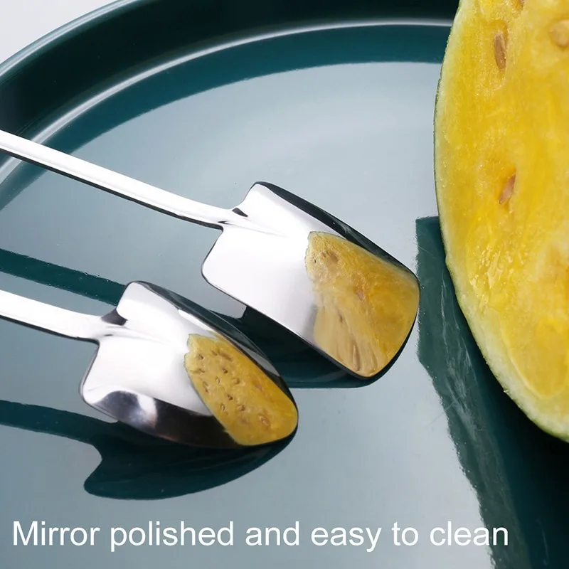 

8/10Pcs Square Pointed Shovel Shape Spoon Creative Retro Cute Smooth Edge Scoop Desserts Ice Cream Watermelon Kitchen Tableware