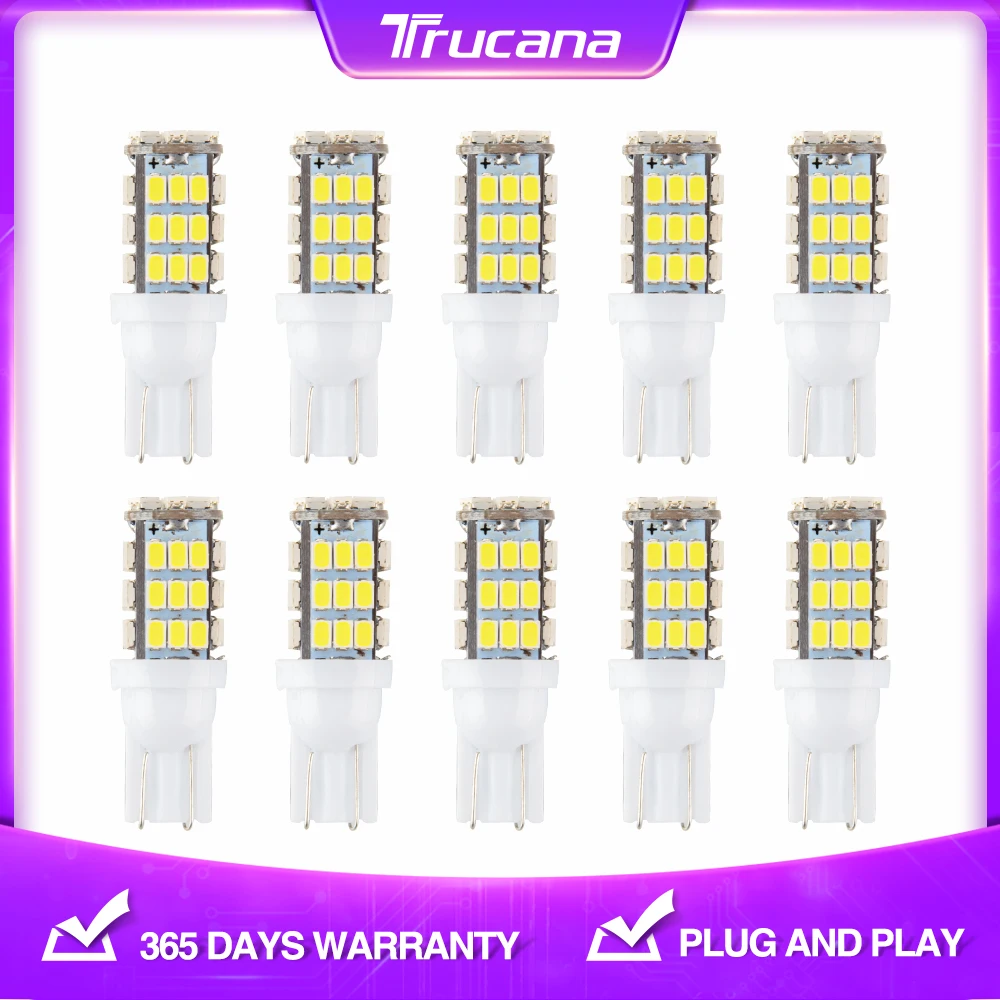 

Trucana 10pcs T10 W5W 194 Led Canbus bulbs No Error 42SMD Super bright White Led Interior Reading Parking Light Map Dome Light