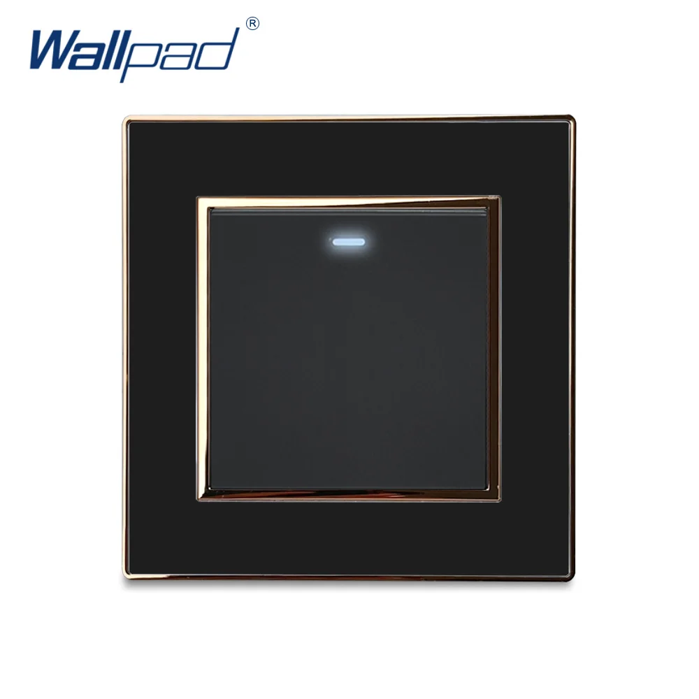 Настенный светильник ель и розетка Wallpad черная акриловая панель с золотой