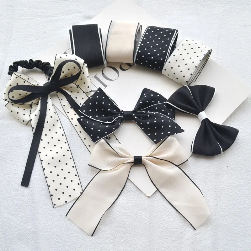 

4 Meters Black And White Fabric Cotton Ribbons For Crafts DIY 38MM Handmade Bow Hair Accessories lace Accessories Craft Supplies