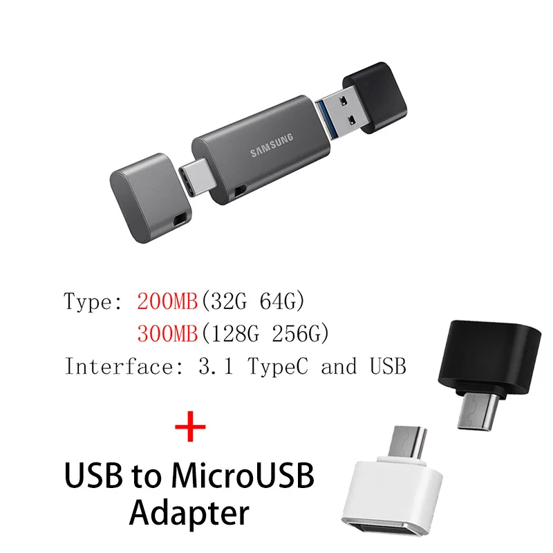 USB флеш-накопитель SAMSUNG type C OTG 64, 128 ГБ, флеш-накопитель 128 ГБ, 64 ГБ, 32 ГБ, 256 ГБ, флеш-накопитель 3,1, USB флешка, диск на ключ, память для телефона - Цвет: DB A