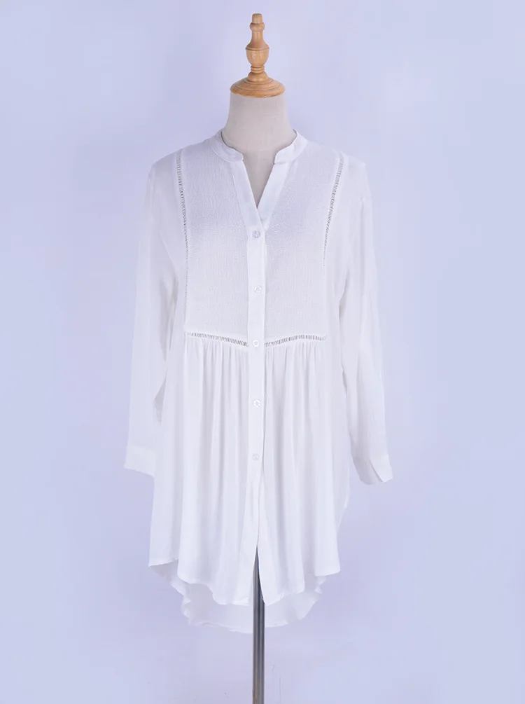 Женский купальник-накидка с рукавами Пляжная туника однотонное белое парео