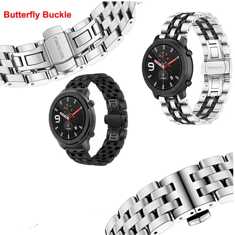 Для Huami Amazfit GTR ремешок 47 мм Бабочка Пряжка из нержавеющей стали металлический