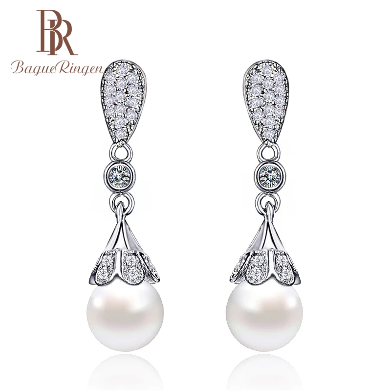 Женские классические серьги капельки Bague Ringen серебро 925 пробы вечерние ювелирные