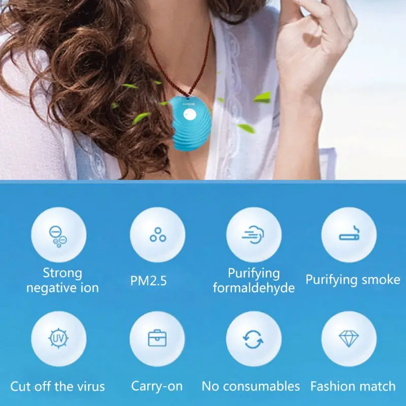 

Wearable Air Purifier Necklace Mini Portable Air Freshener Ionizer Negative Ion