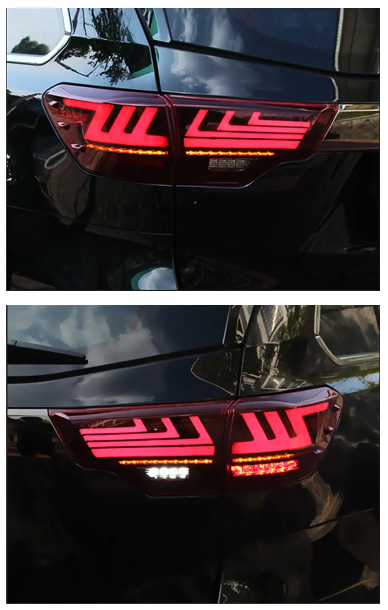 Автомобильный задний светильник для Toyota Highlander+ светодиодный задний светильник s задний фонарь задний светильник DRL+ сигнал+ тормоз+ задний фонарь