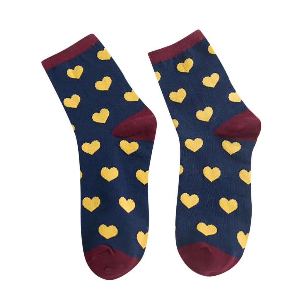 KANCOOLD Women Girls Socks New Fashion Heart Print Cotton Middle Tube Standard Casual Happy Funny Dec25 | Женская одежда