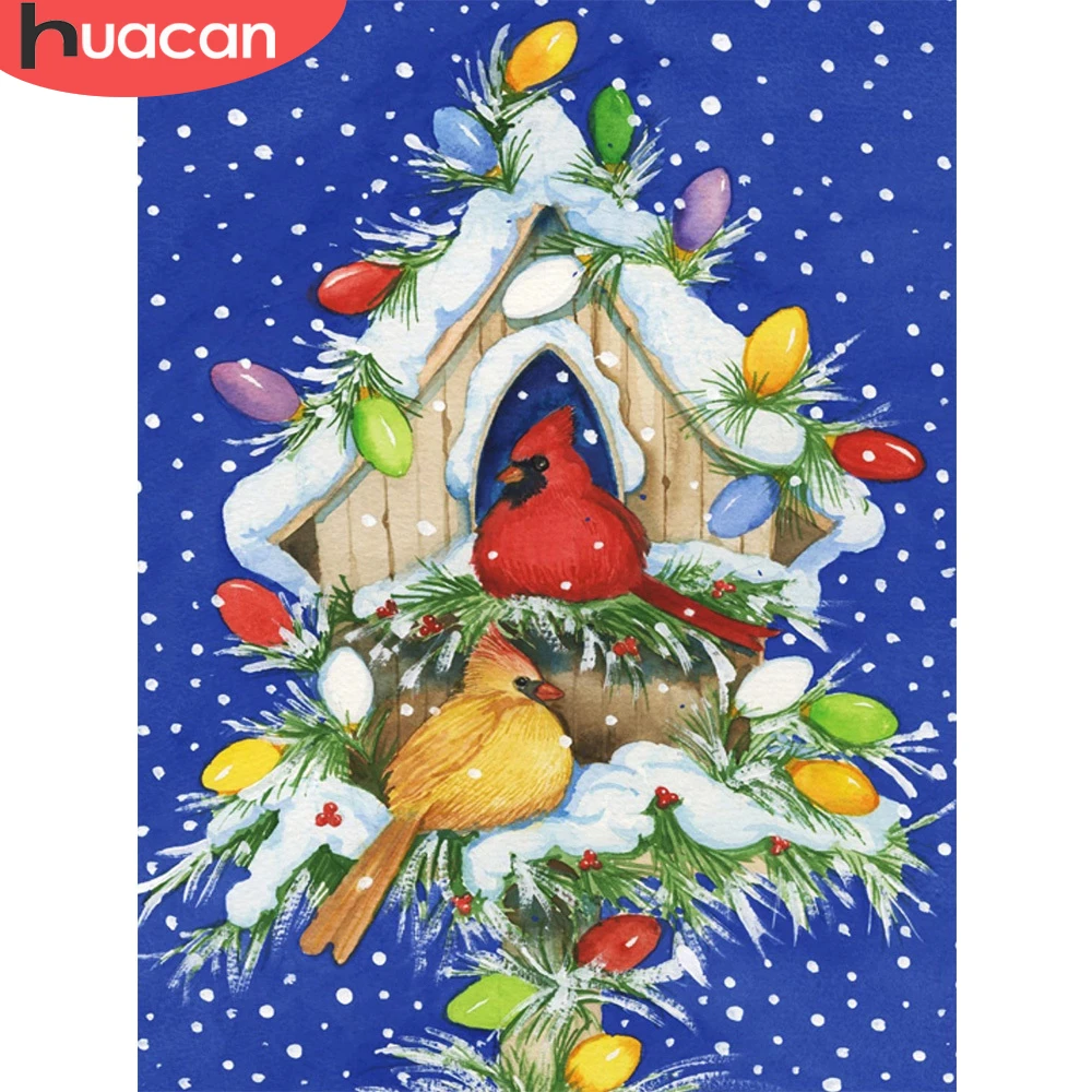 

HUACAN Picture By Number Bird Animals For Adults Handpainted DIY Oil Painting Winter Snow On Canvas Home Decor Christmas Gift
