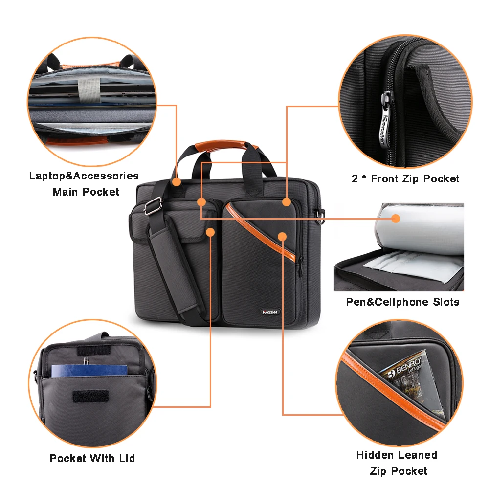 icozzier 13 315 6 inch multi pocket laptop sleeve large capacity shoulder bag electronic organizer waterproof carrying case free global shipping