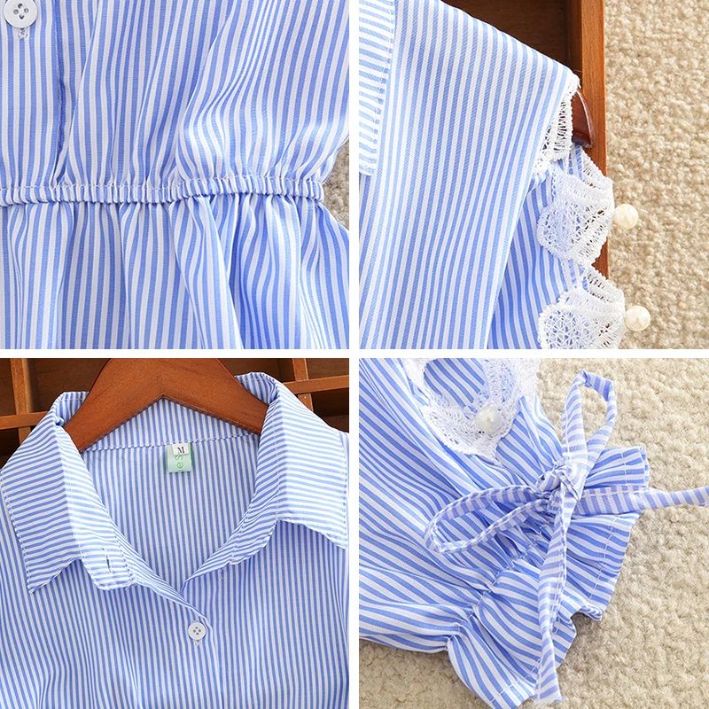 Женское летнее платье в полоску элегантное офисное рубашка с коротким рукавом и