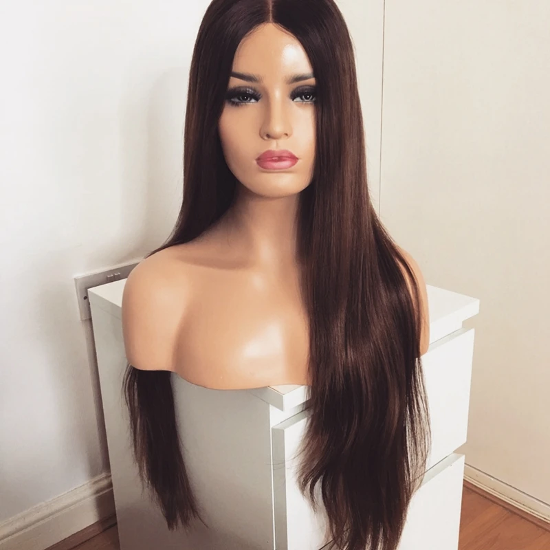 Ombre Brown EEWIGS парик для косплея термостойкие волосы прямые синтетические парики на кружеве бесклеевой коричневый серый Омбре парики для черных женщин - Цвет: Ombre Brown