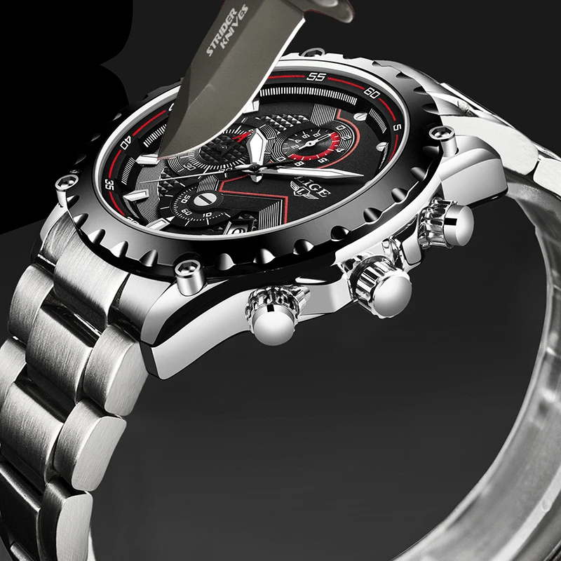 Часы наручные LIGE Мужские кварцевые роскошные Брендовые спортивные