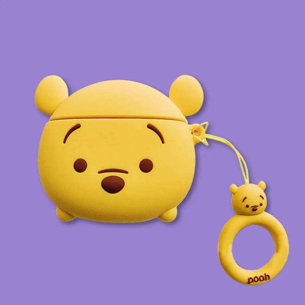 

Soft Silicone 3D Winnie The Pooh Case For Airpods Pro or 1 2 Cute Disney Cartoon Earphone Covers With Ring