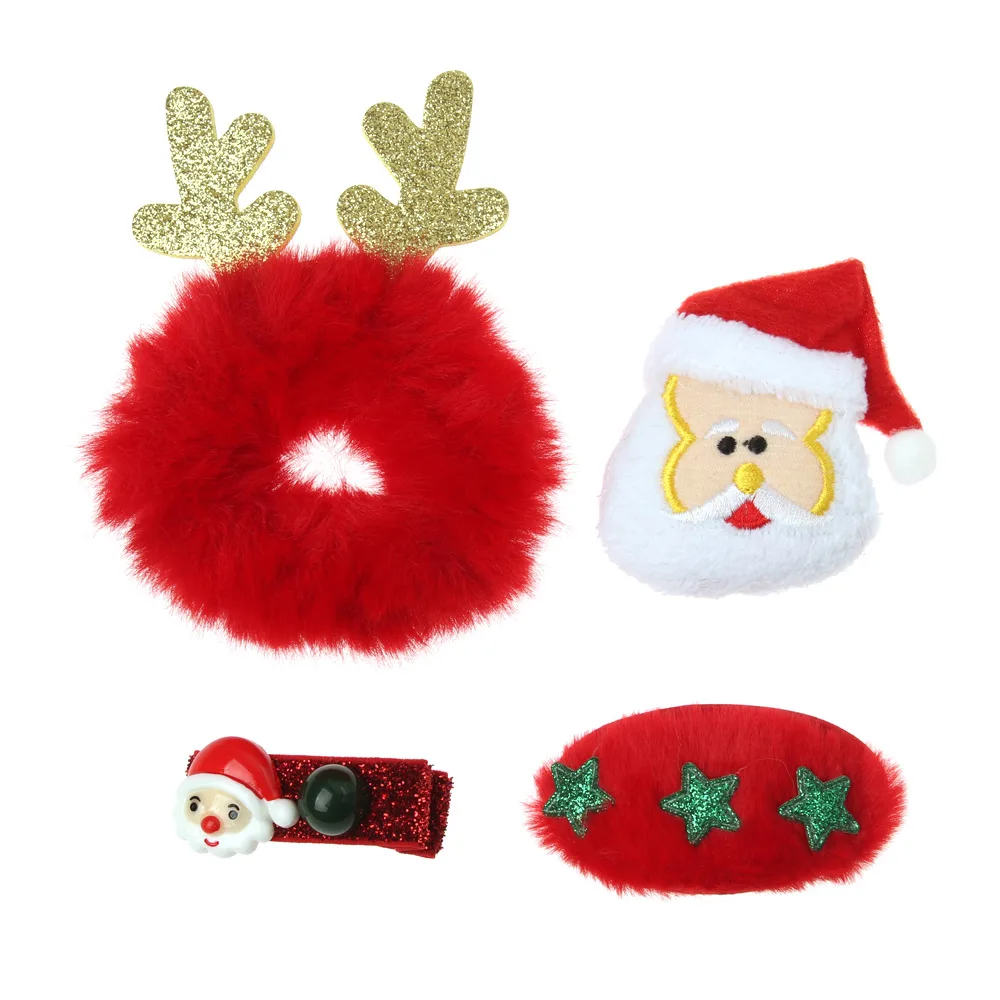 

1Set New Girls Cute Christmas Cartoon Antlers Hairball Hair Clips Sweet Hair Ornament Headband Hairpin Fashion Hair Accessories