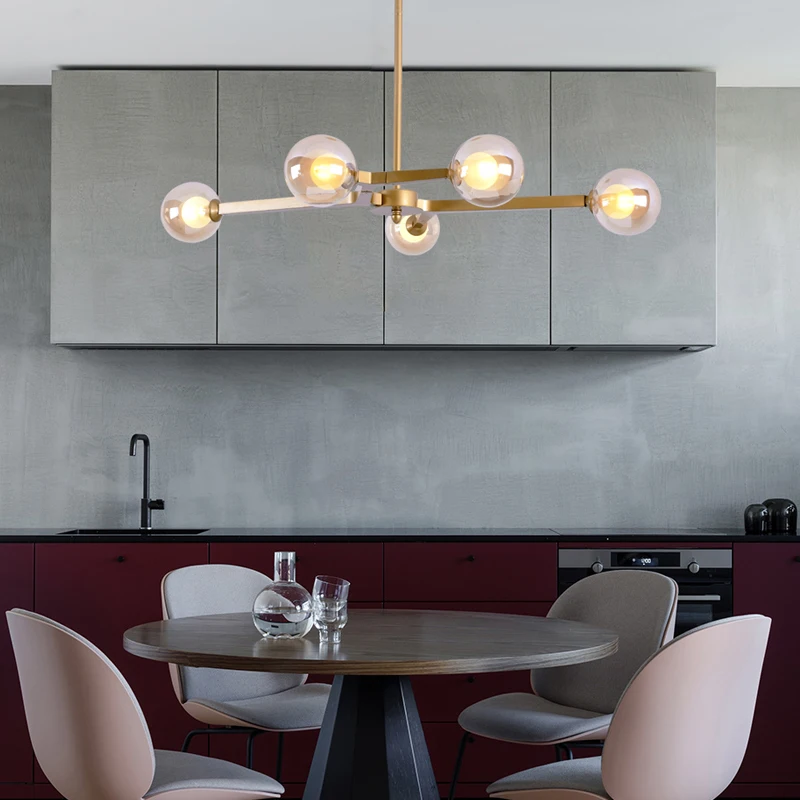 

European designer show room golden LED pendant light lamp modern simple Glass hanging light lamp for foyer dinning room