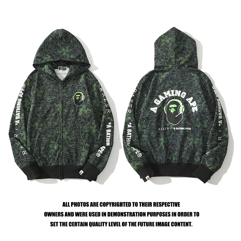 

Камуфляжный кардиган BAPE с капюшоном и надписью