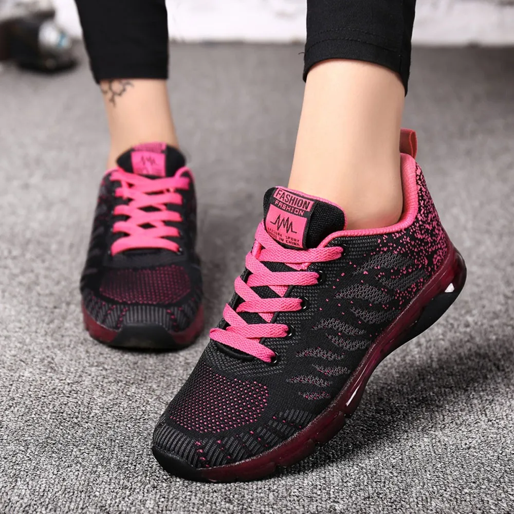 

Fashion Women Lightweight Sneakers Shoes Outdoor Sports Shoes Breathable Mesh Comfort Shoes Air Cushion Lace Up Zapatos Mujer
