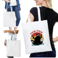 womens shopper shopping bags printed pew pattern female canvas shoulder eco handbag tote reusable grocery foldable bag