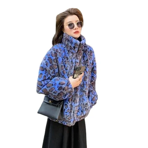 Женственный мягкий теплый Леопардовый принт на молнии с длинным рукавом |