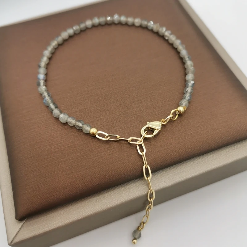 

Faceted Labradorite Bracelet Delicate Adjustable 14K Gold Filled Chains Natural Stones Vintage Pulsera Mujer Boho Women Bracelet