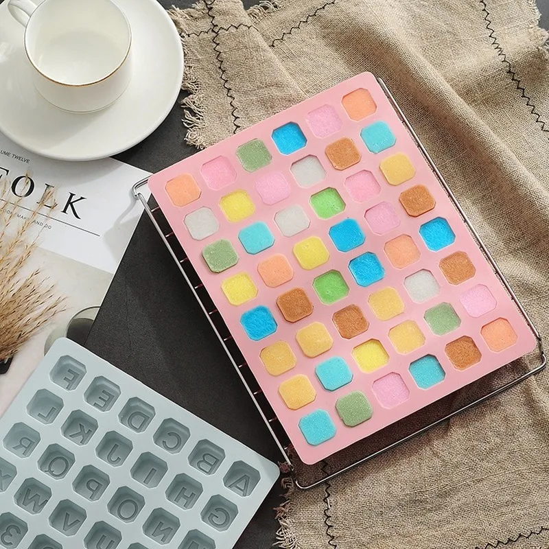 48 Grid Food Silicone Square English Alphabet + Number Cake Candy Chocolate Ice Cube Mold Kitchen Tool DIY Baking | Дом и сад