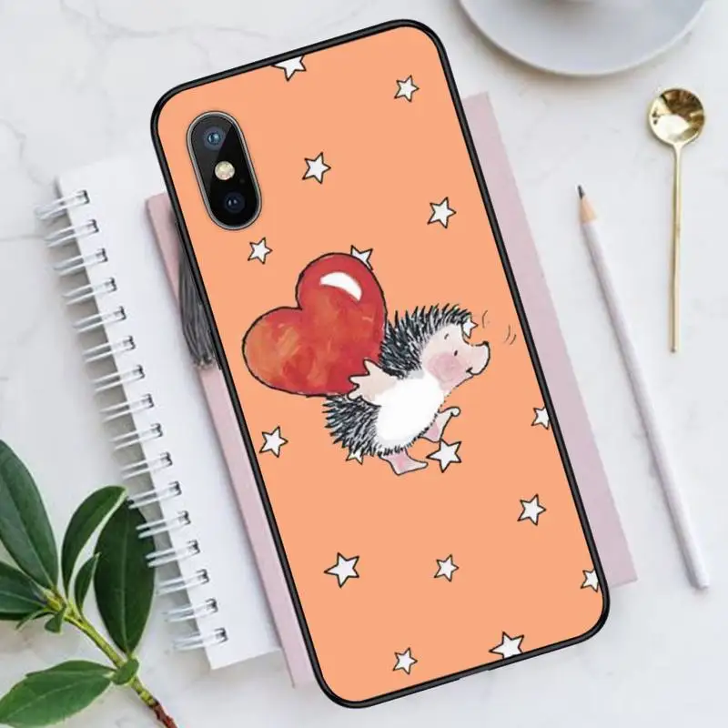 

Kawaii Hedgehog Heart cute animal Phone Case for iPhone 11 12 pro XS MAX 8 7 6 6S Plus X 5S SE 2020 XR Luxury coque