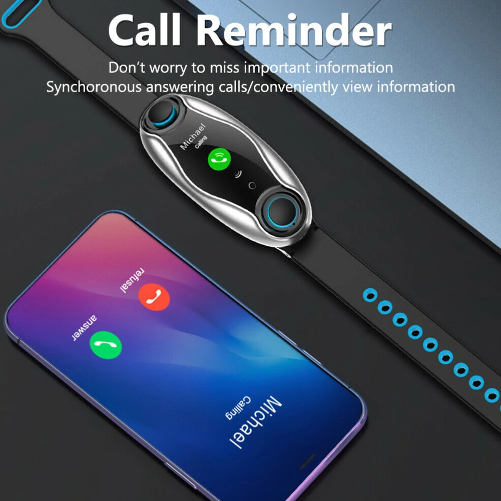 Смарт-часы-браслет TFT цветной экран Smartband фитнес-тренкер Bluetooth Спорт IP67 водонепроницаемый смарт-браслет с BT5.0 наушником