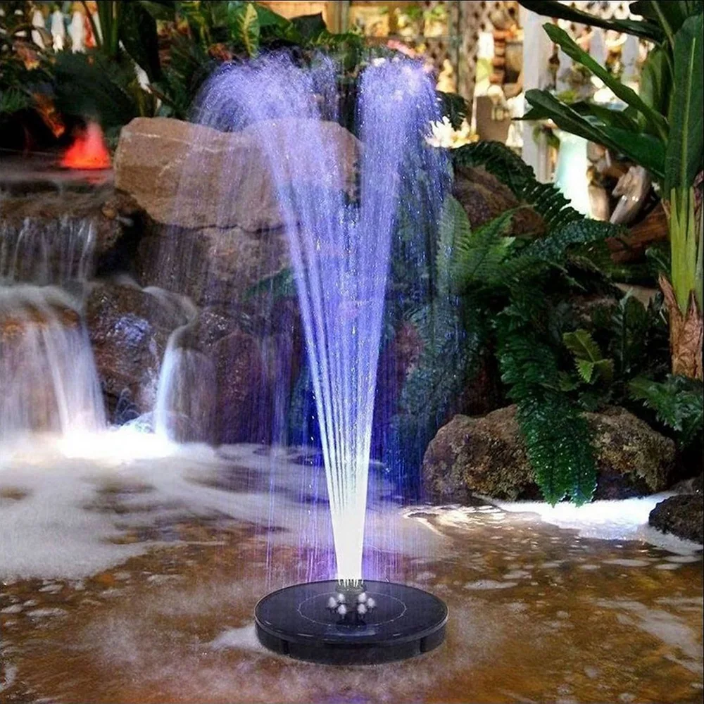 

2,4 Вт Солнечный фонтан, садовый бассейн, пруд, 6 светодиодный, Круглый плавающий фонтан, декоративный водяной фонтан на солнечной батарее с 5 ...