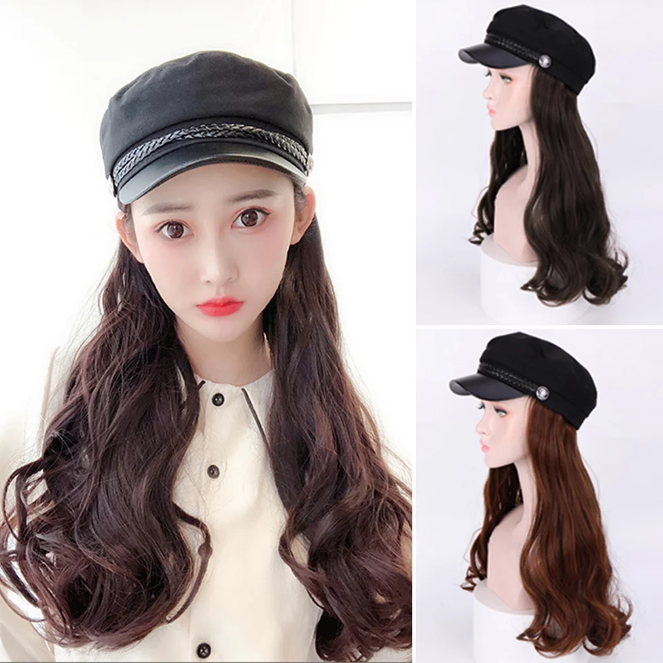 Мода девушка синтетические волосы парик с темно-синий колпачок парик длинные волнистые синтетические волосы для наращивания 4 цвета женские Девушки парики шиньоны